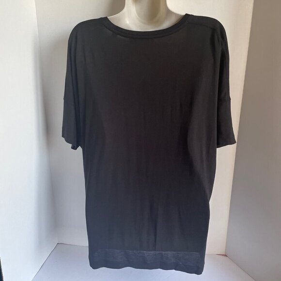 Vince T Shirt Womens Medium Black V-Neck Short Sleeve Drop Shoulder Jersey Top - Picture 4 of 6